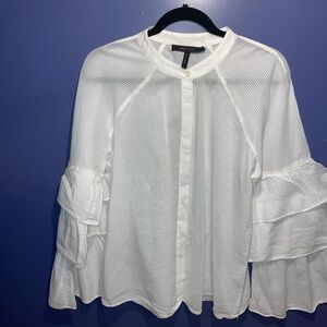 BCBGMaxAzria White Ruffle Blouse